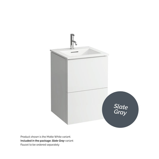 Laufen Kartell 20" 2-Drawer Slate Gray Wall-Mounted Vanity Set With Single-Hole Bathroom Sink