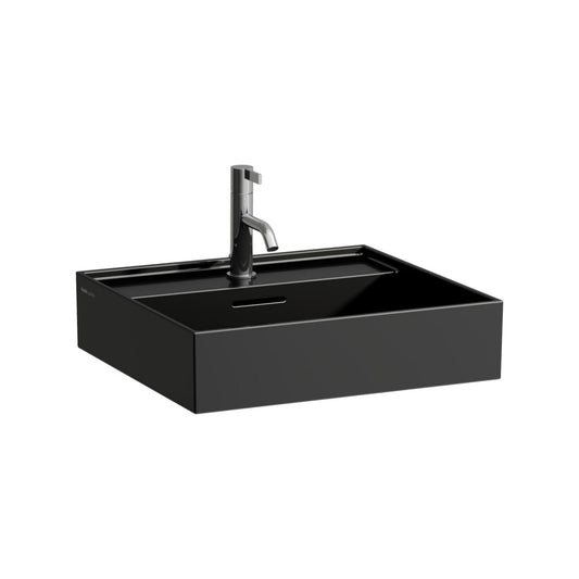 Laufen Kartell 20" x 18" Glossy Black Countertop Bathroom Sink With Faucet Hole