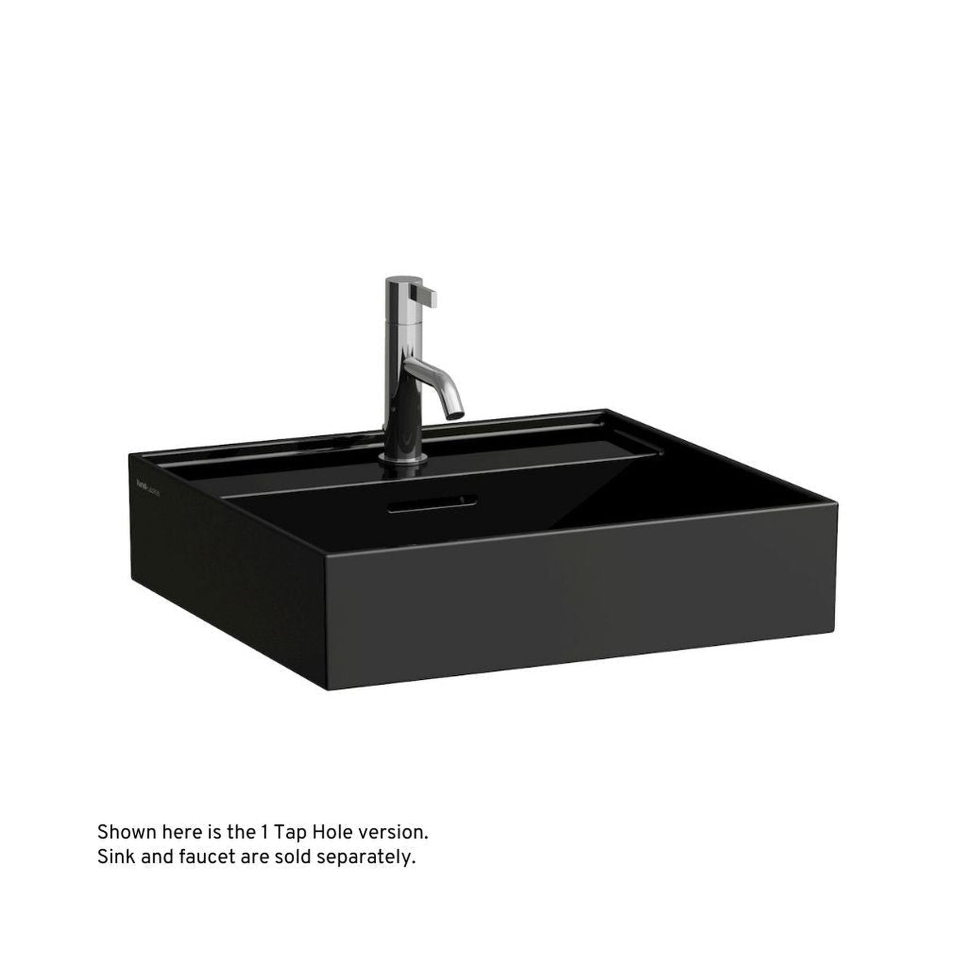 Laufen Kartell 20" x 18" Glossy Black Wall-Mounted Bathroom Sink With 3 Faucet Holes