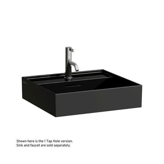 Laufen Kartell 20" x 18" Glossy Black Wall-Mounted Bathroom Sink With 3 Faucet Holes