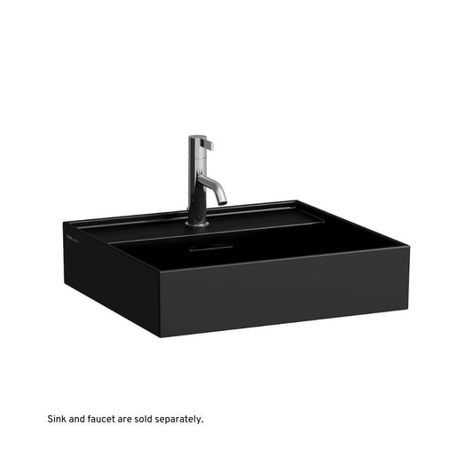 Laufen Kartell 20" x 18" Glossy Black Wall-Mounted Bathroom Sink With Faucet Hole