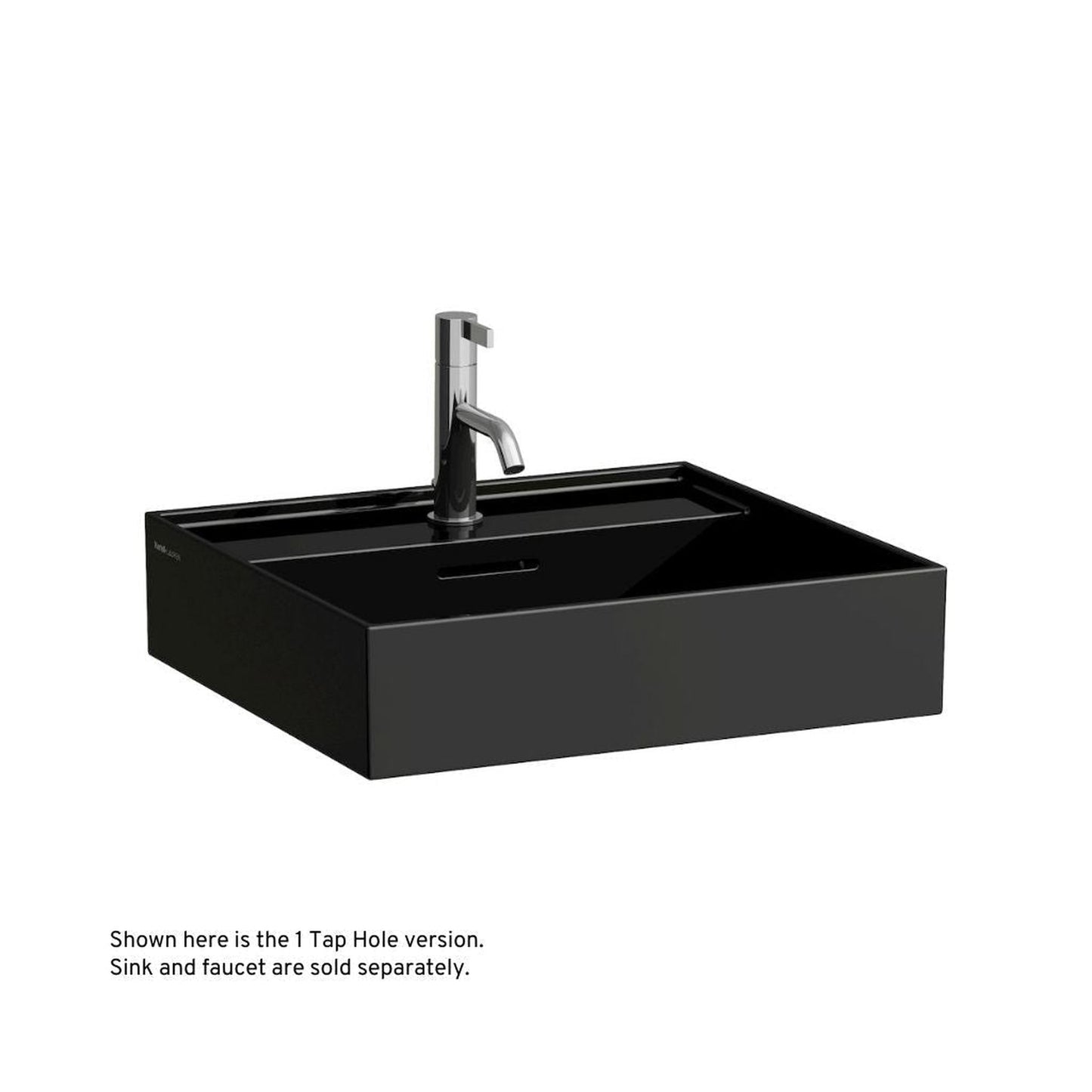 Laufen Kartell 20" x 18" Glossy Black Wall-Mounted Bathroom Sink Without Faucet Hole