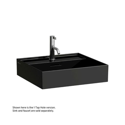 Laufen Kartell 20" x 18" Glossy Black Wall-Mounted Bathroom Sink Without Faucet Hole