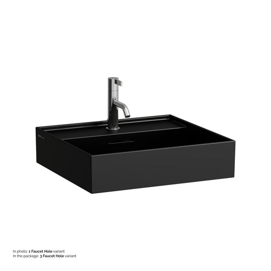Laufen Kartell 20" x 18" Matte Black Countertop Bathroom Sink With 3 Faucet Holes