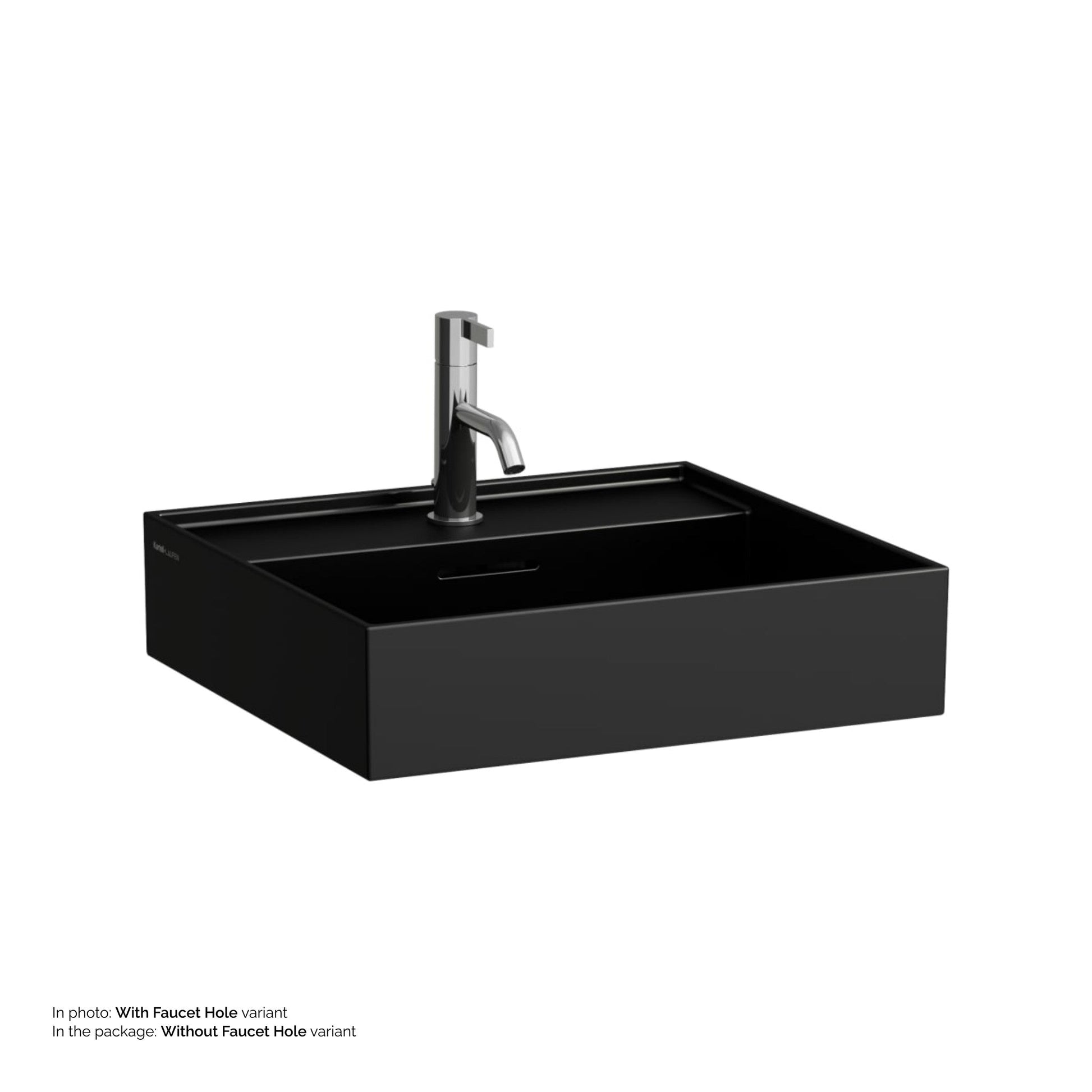 Laufen Kartell 20" x 18" Matte Black Countertop Bathroom Sink Without Faucet Hole