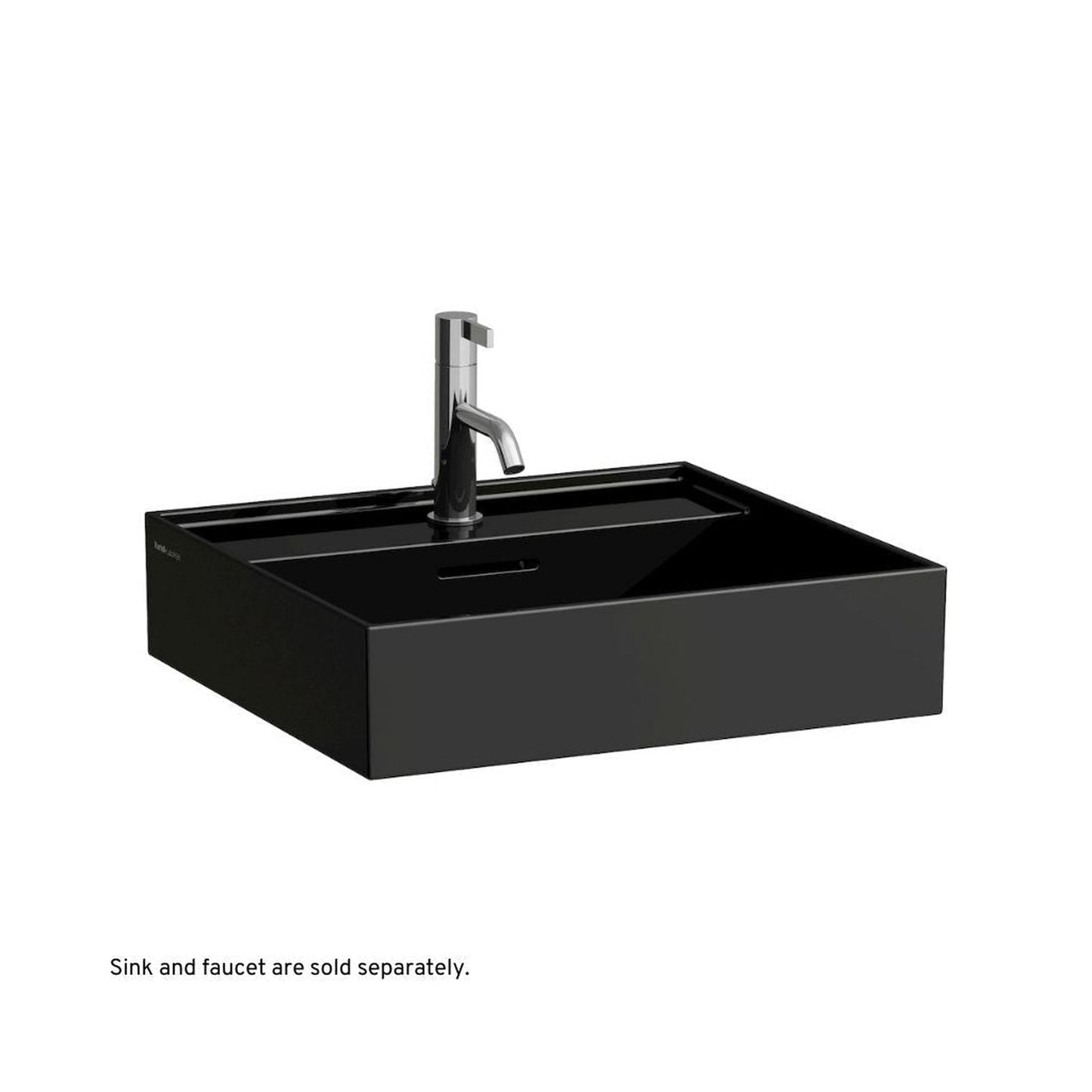 Laufen Kartell 20" x 18" Matte Black Wall-Mounted Bathroom Sink With Faucet Hole