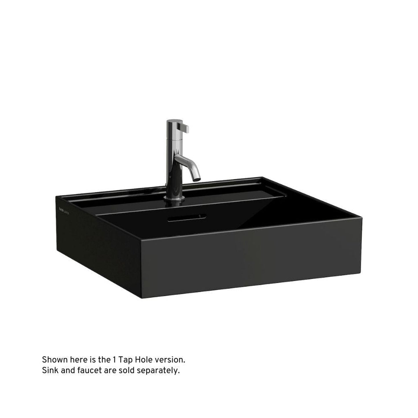 Laufen Kartell 20" x 18" Matte Black Wall-Mounted Bathroom Sink Without Faucet Hole