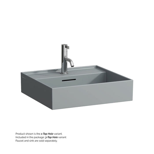 Laufen Kartell 20" x 18" Matte Graphite Wall-Mounted Bathroom Sink With 3 Faucet Holes