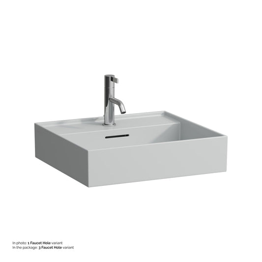 Laufen Kartell 20" x 18" Matte Gray Countertop Bathroom Sink With 3 Faucet Holes
