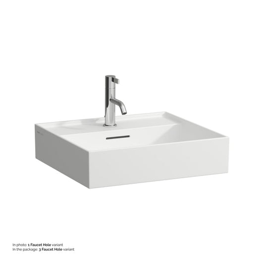 Laufen Kartell 20" x 18" Matte White Countertop Bathroom Sink With 3 Faucet Holes