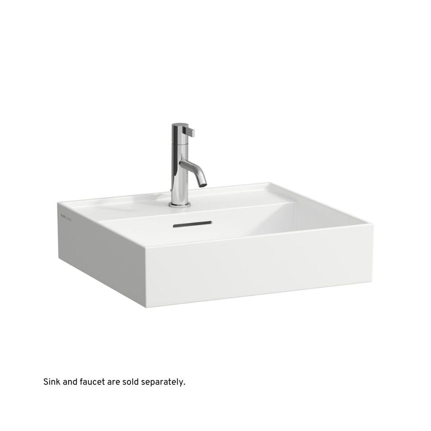Laufen Kartell 20" x 18" Matte White Wall-Mounted Bathroom Sink With Faucet Hole