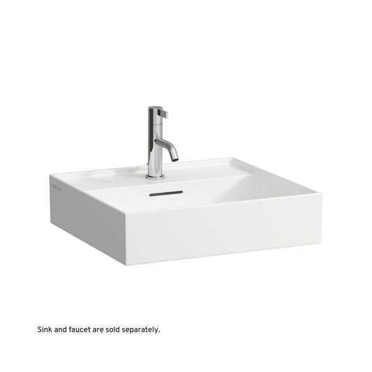 Laufen Kartell 20" x 18" White Wall-Mounted Bathroom Sink With Faucet Hole