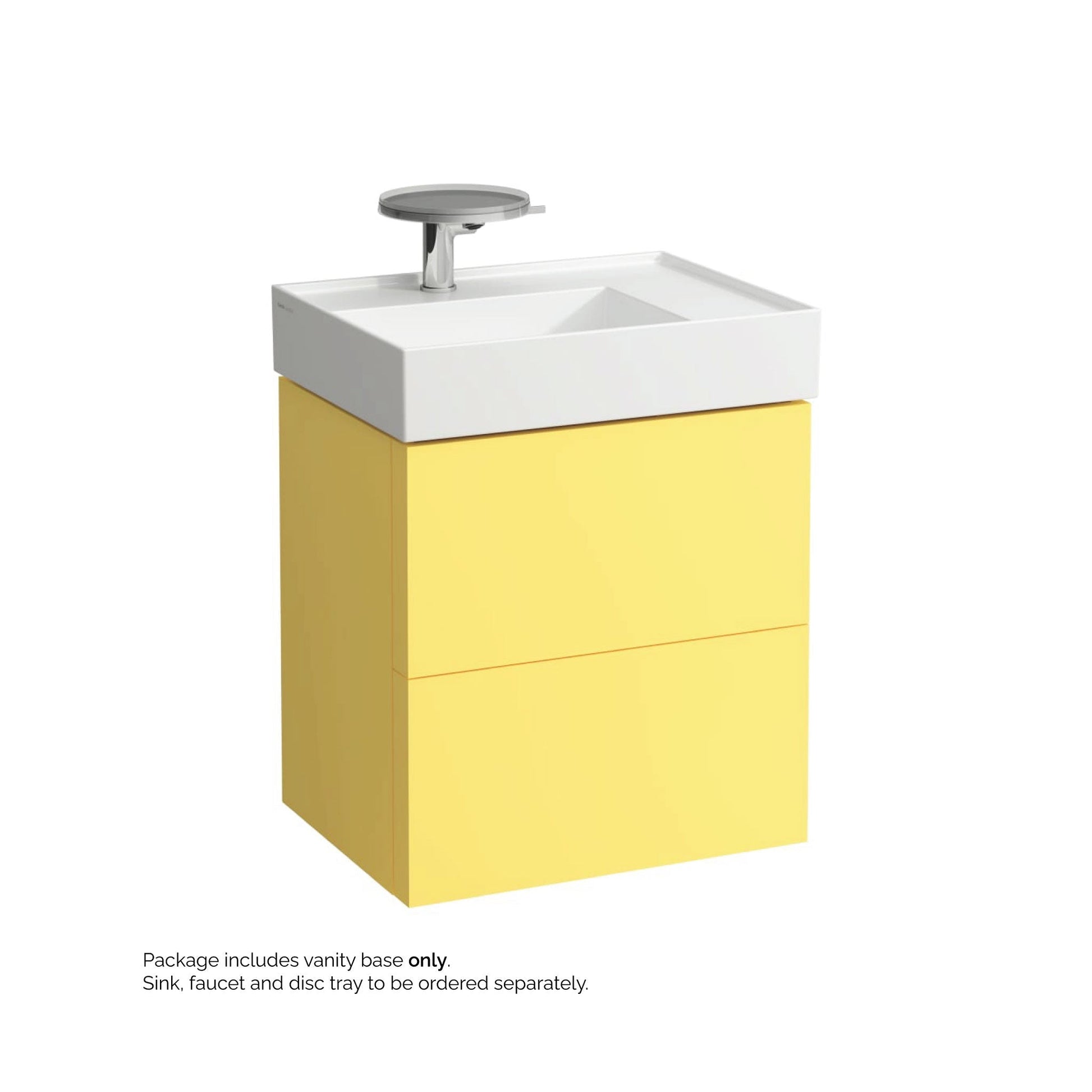 Laufen Kartell 23" 2-Drawer Mustard Yellow Wall-Mounted Vanity With Drawer Organizer for Kartell Bathroom Sink Model: H810334