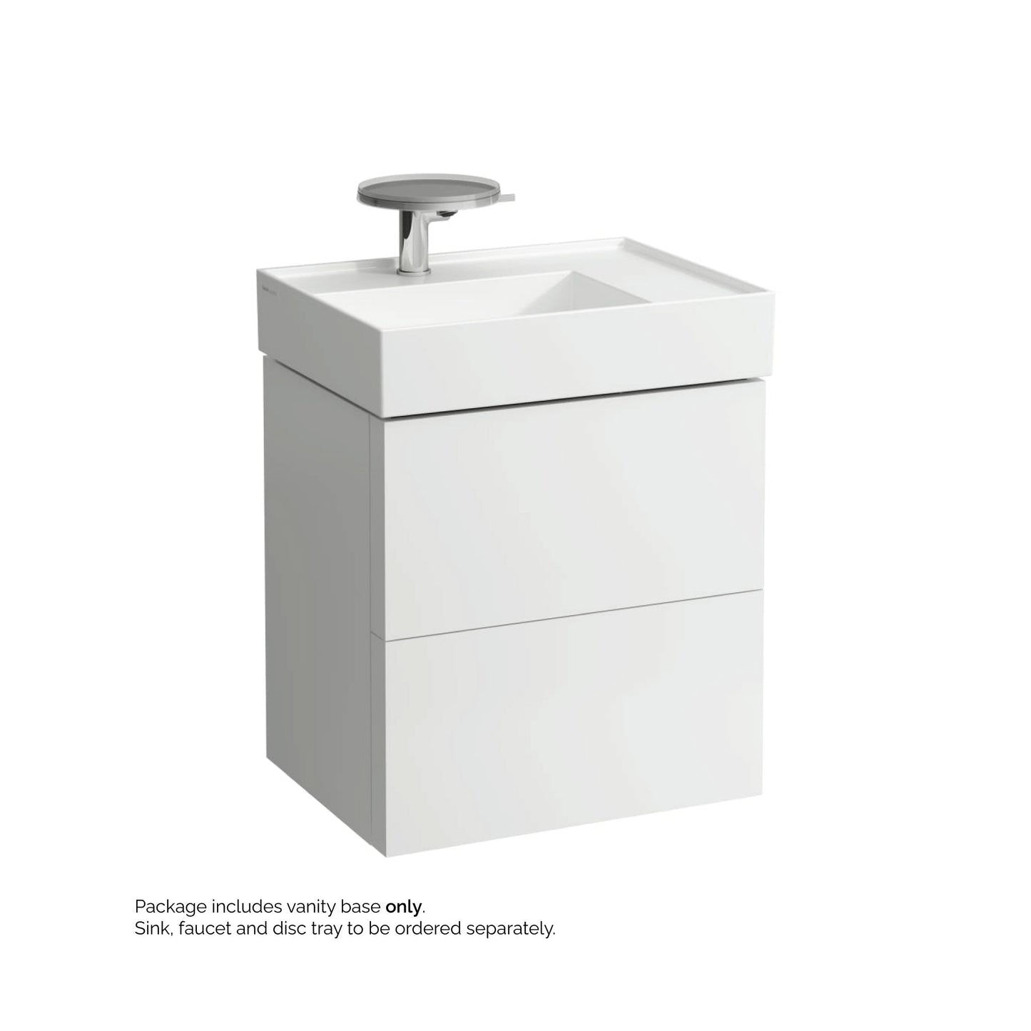 Laufen Kartell 23" 2-Drawer White Wall-Mounted Vanity With Drawer Organizer for Kartell Bathroom Sink Model: H810334