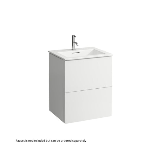 Laufen Kartell 24" 2-Drawer Matte White Wall-Mounted Vanity Set With Single-Hole Bathroom Sink