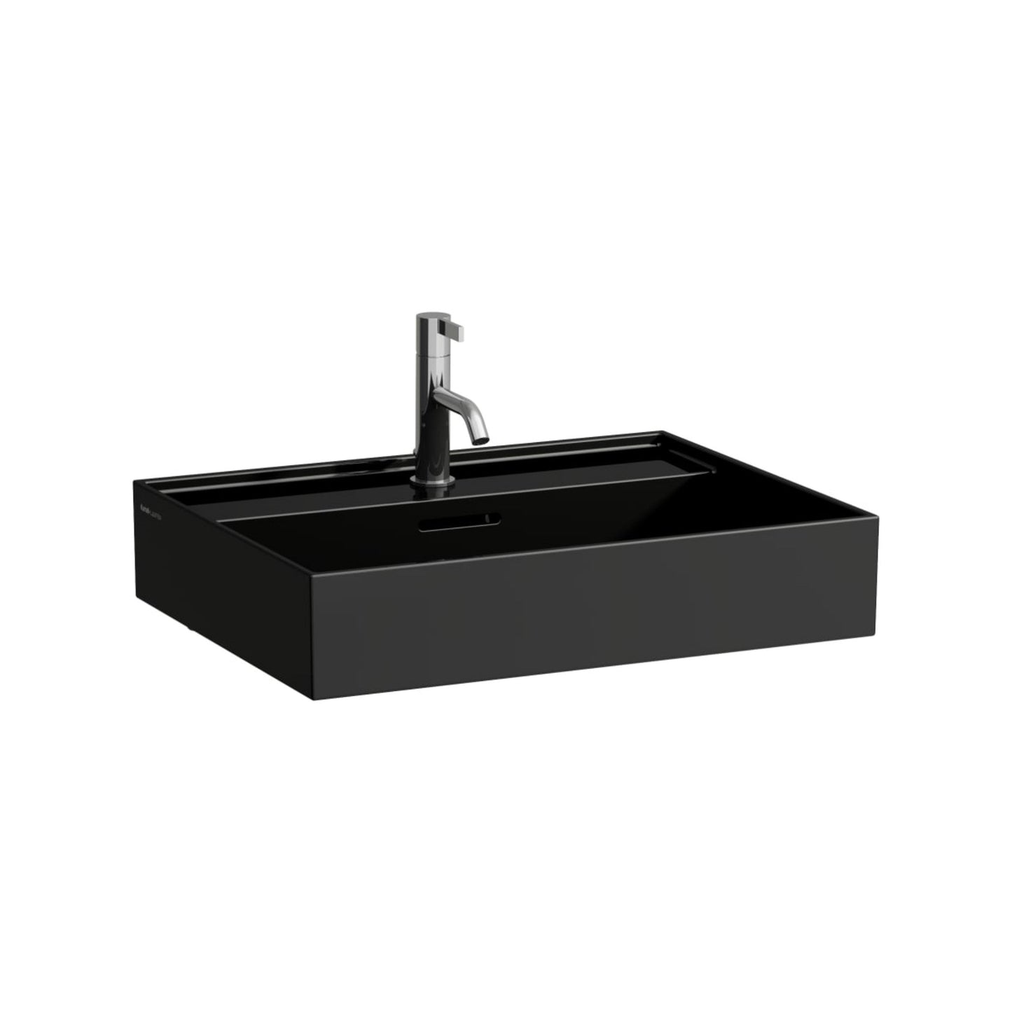 Laufen Kartell 24" x 18" Glossy Black Countertop Bathroom Sink With Faucet Hole