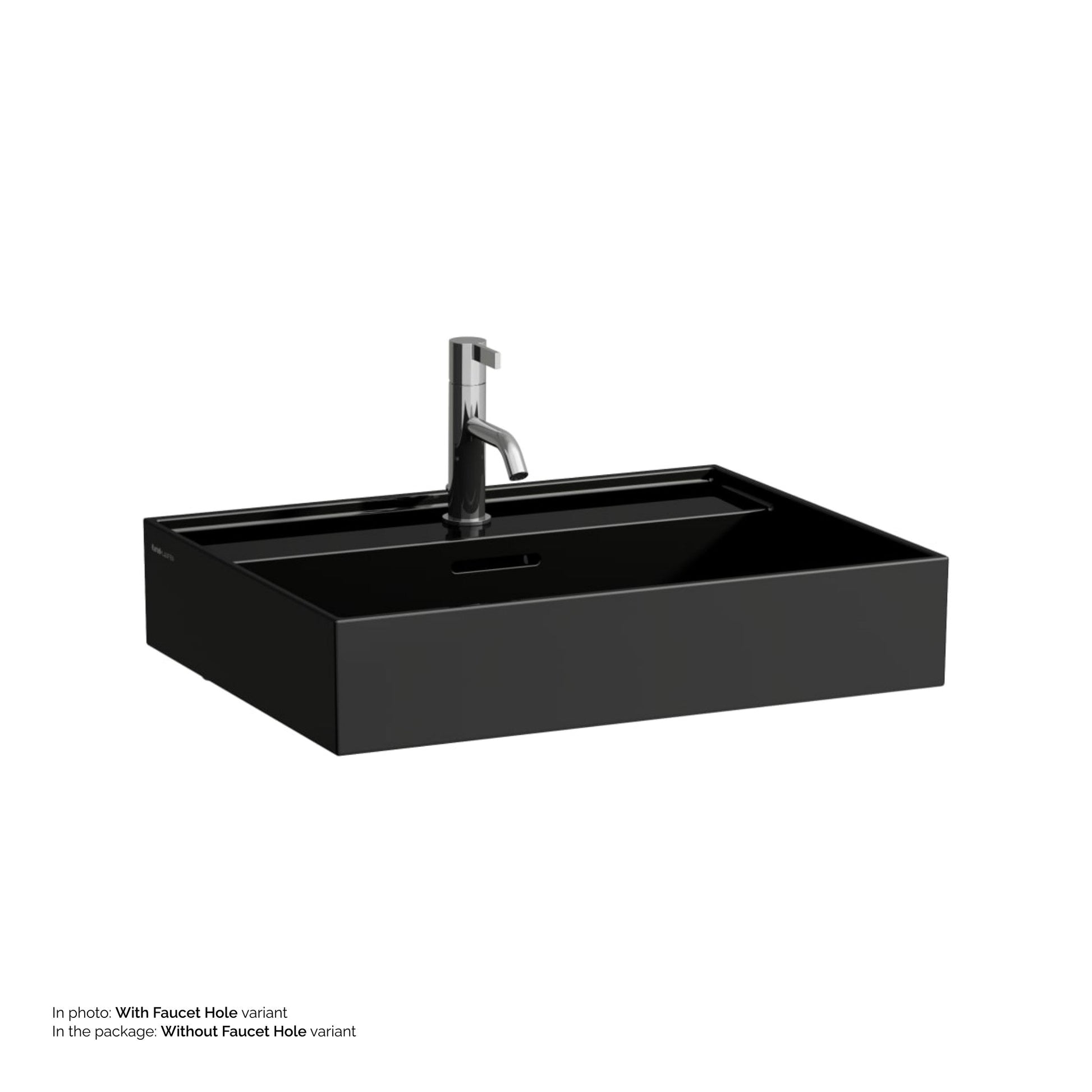 Laufen Kartell 24" x 18" Glossy Black Countertop Bathroom Sink Without Faucet Hole
