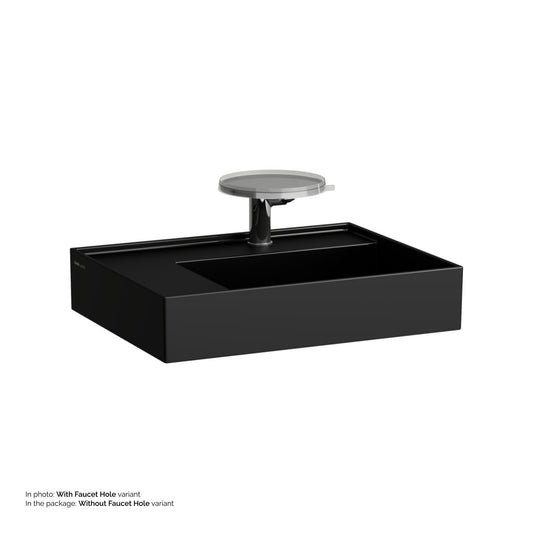 Laufen Kartell 24" x 18" Glossy Black Countertop Shelf-Left Bathroom Sink Without Faucet Hole