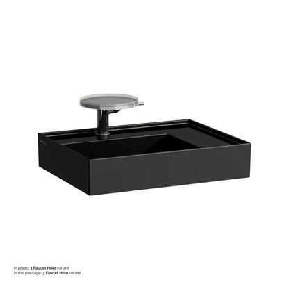 Laufen Kartell 24" x 18" Glossy Black Countertop Shelf-Right Bathroom Sink With 3 Faucet Holes