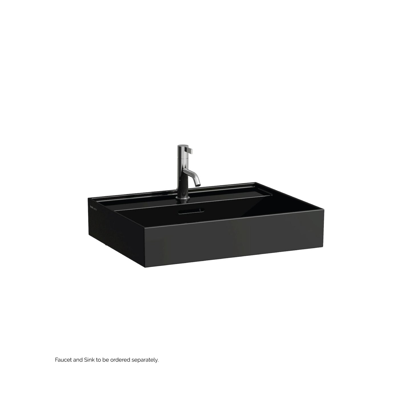 Laufen Kartell 24" x 18" Glossy Black Wall-Mounted Bathroom Sink With Faucet Hole