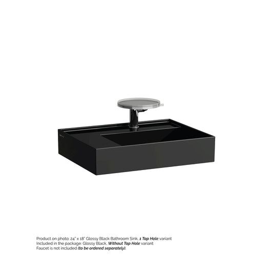 Laufen Kartell 24" x 18" Glossy Black Wall-Mounted Shelf-Left Bathroom Sink Without Faucet Hole