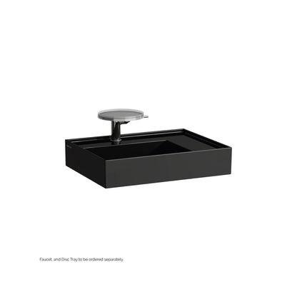 Laufen Kartell 24" x 18" Glossy Black Wall-Mounted Shelf-Right Bathroom Sink With Faucet Hole