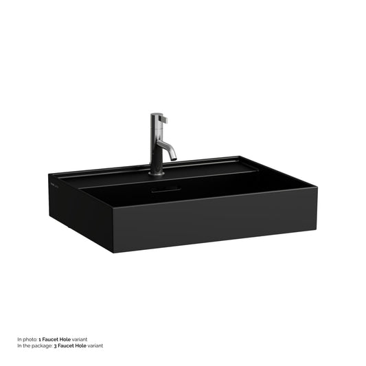 Laufen Kartell 24" x 18" Matte Black Countertop Bathroom Sink With 3 Faucet Holes