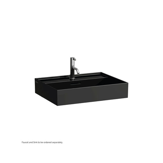 Laufen Kartell 24" x 18" Matte Black Wall-Mounted Bathroom Sink With Faucet Hole