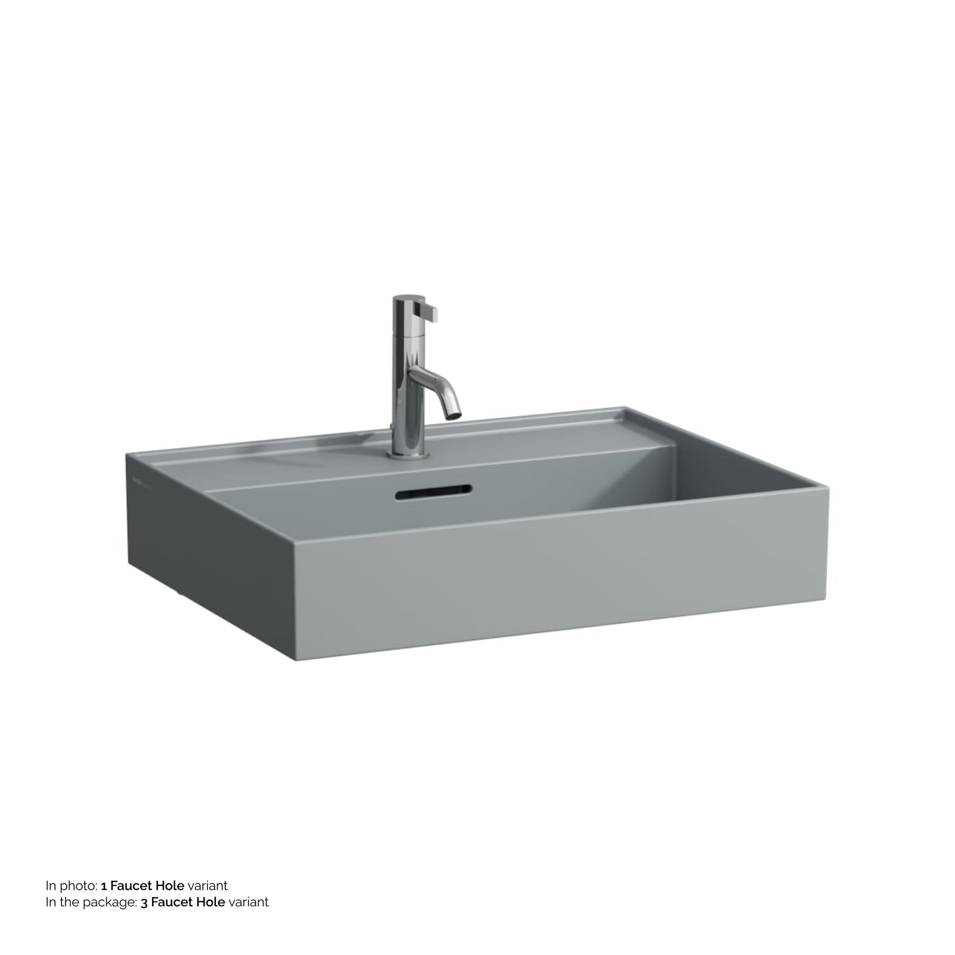 Laufen Kartell 24" x 18" Matte Graphite Countertop Bathroom Sink With 3 Faucet Holes