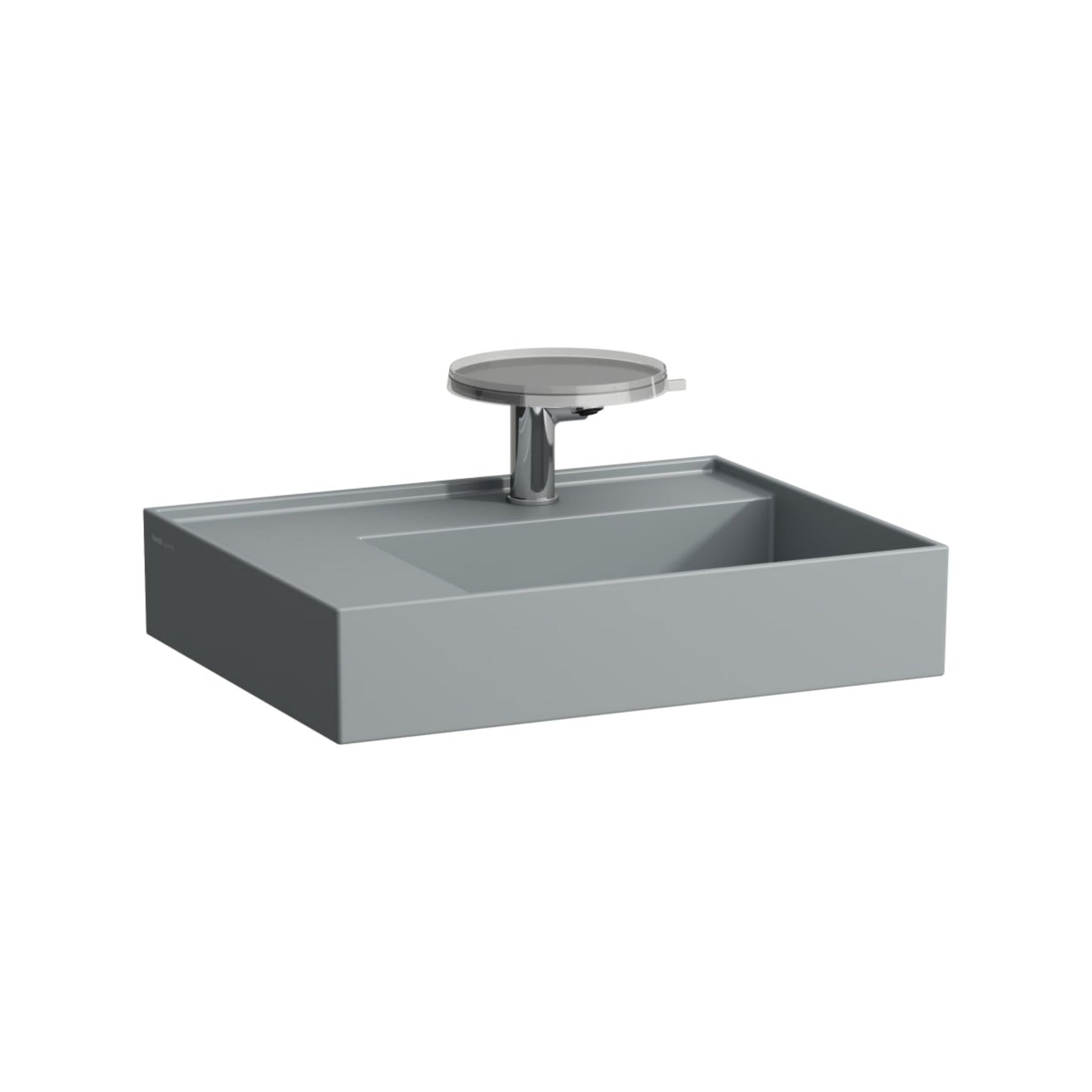 Laufen Kartell 24" x 18" Matte Graphite Countertop Shelf-Left Bathroom Sink With Faucet Hole