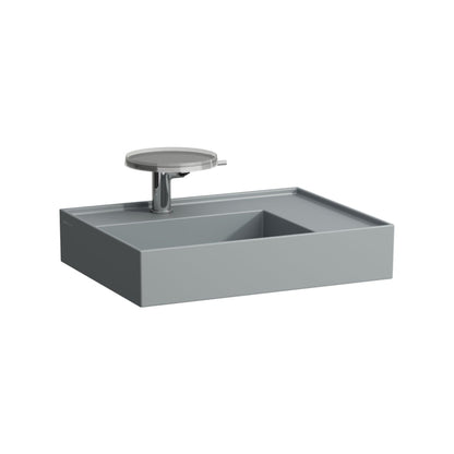 Laufen Kartell 24" x 18" Matte Graphite Countertop Shelf-Right Bathroom Sink With Faucet Hole