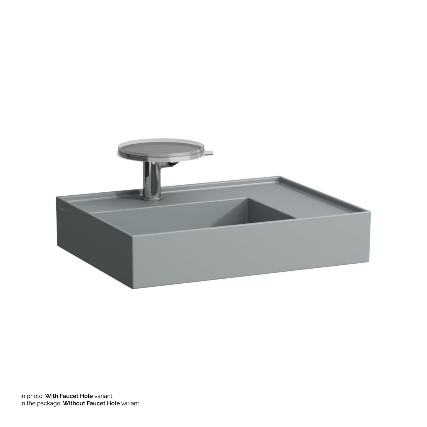 Laufen Kartell 24" x 18" Matte Graphite Countertop Shelf-Right Bathroom Sink Without Faucet Hole