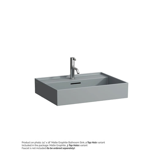 Laufen Kartell 24" x 18" Matte Graphite Wall-Mounted Bathroom Sink With 3 Faucet Holes