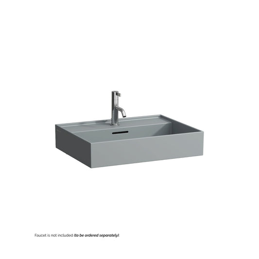 Laufen Kartell 24" x 18" Matte Graphite Wall-Mounted Bathroom Sink With Faucet Hole