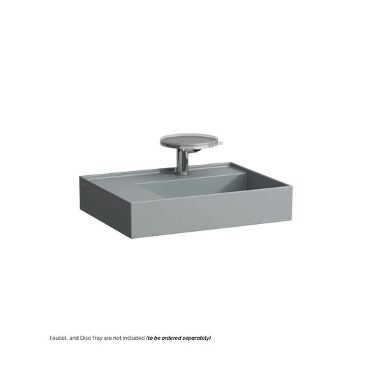 Laufen Kartell 24" x 18" Matte Graphite Wall-Mounted Shelf-Left Bathroom Sink With Faucet Hole