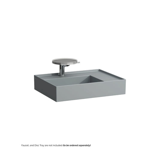 Laufen Kartell 24" x 18" Matte Graphite Wall-Mounted Shelf-Right Bathroom Sink With Faucet Hole