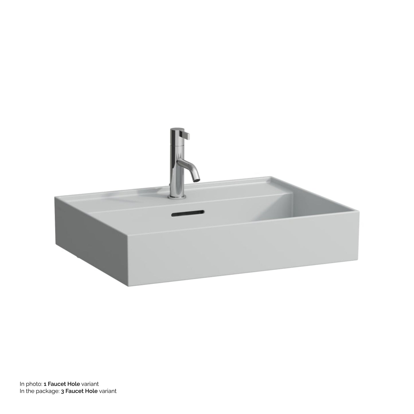 Laufen Kartell 24" x 18" Matte Gray Countertop Bathroom Sink With 3 Faucet Holes