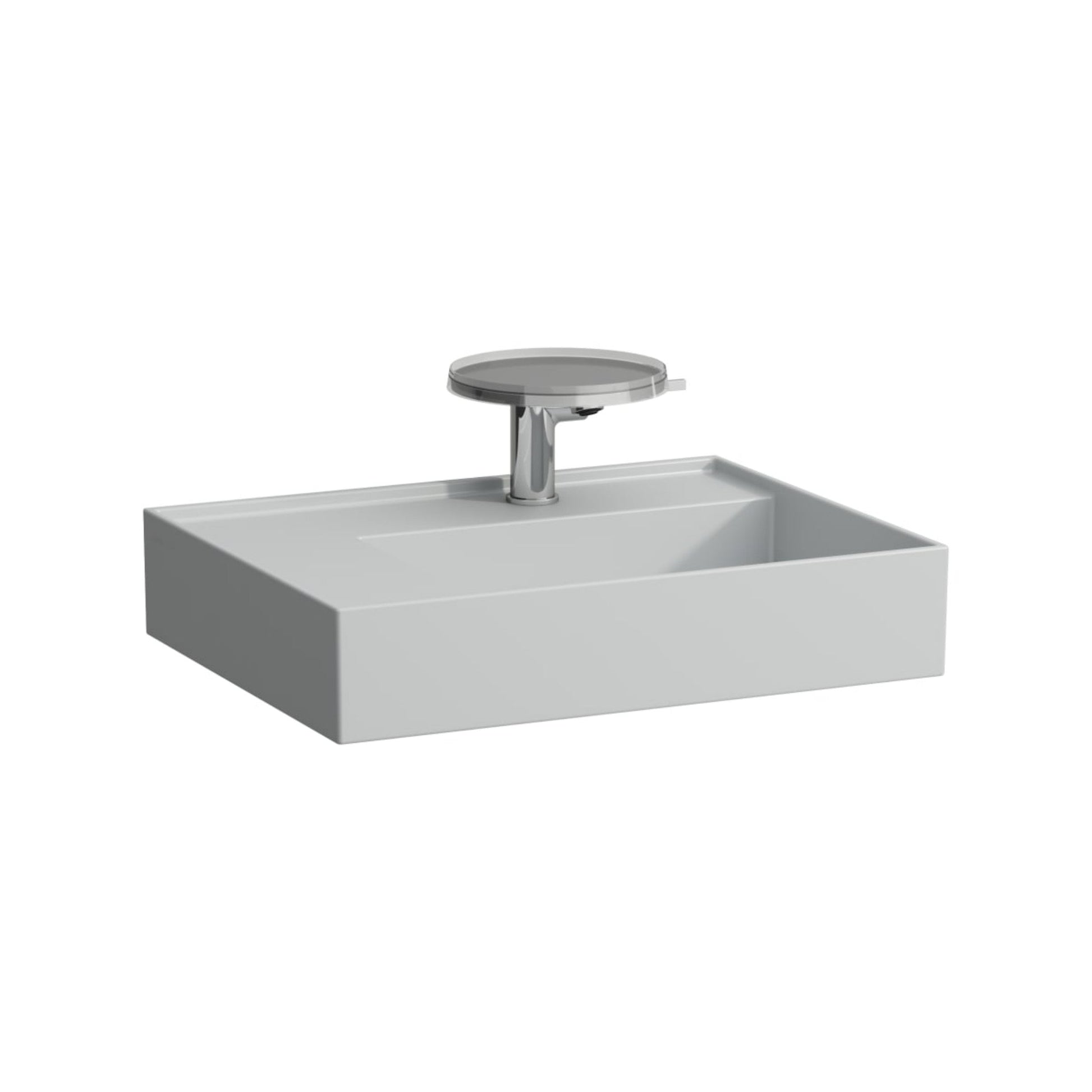 Laufen Kartell 24" x 18" Matte Gray Countertop Shelf-Left Bathroom Sink With Faucet Hole
