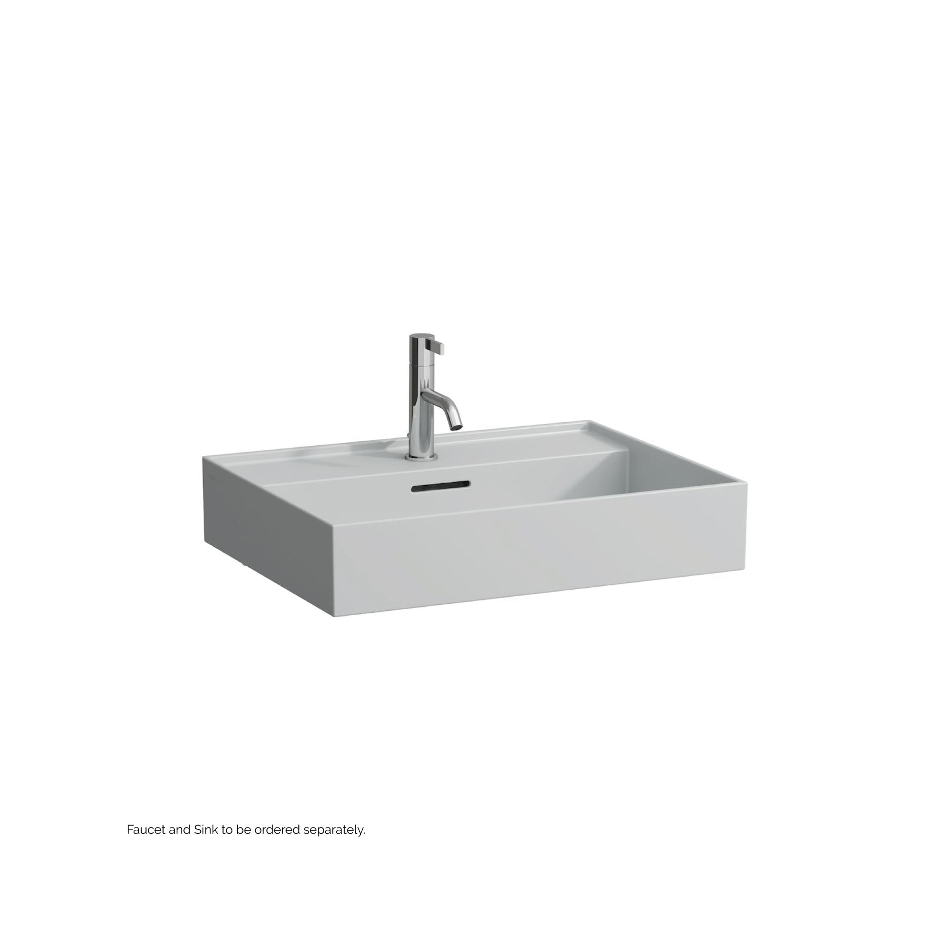 Laufen Kartell 24" x 18" Matte Gray Wall-Mounted Bathroom Sink With Faucet Hole