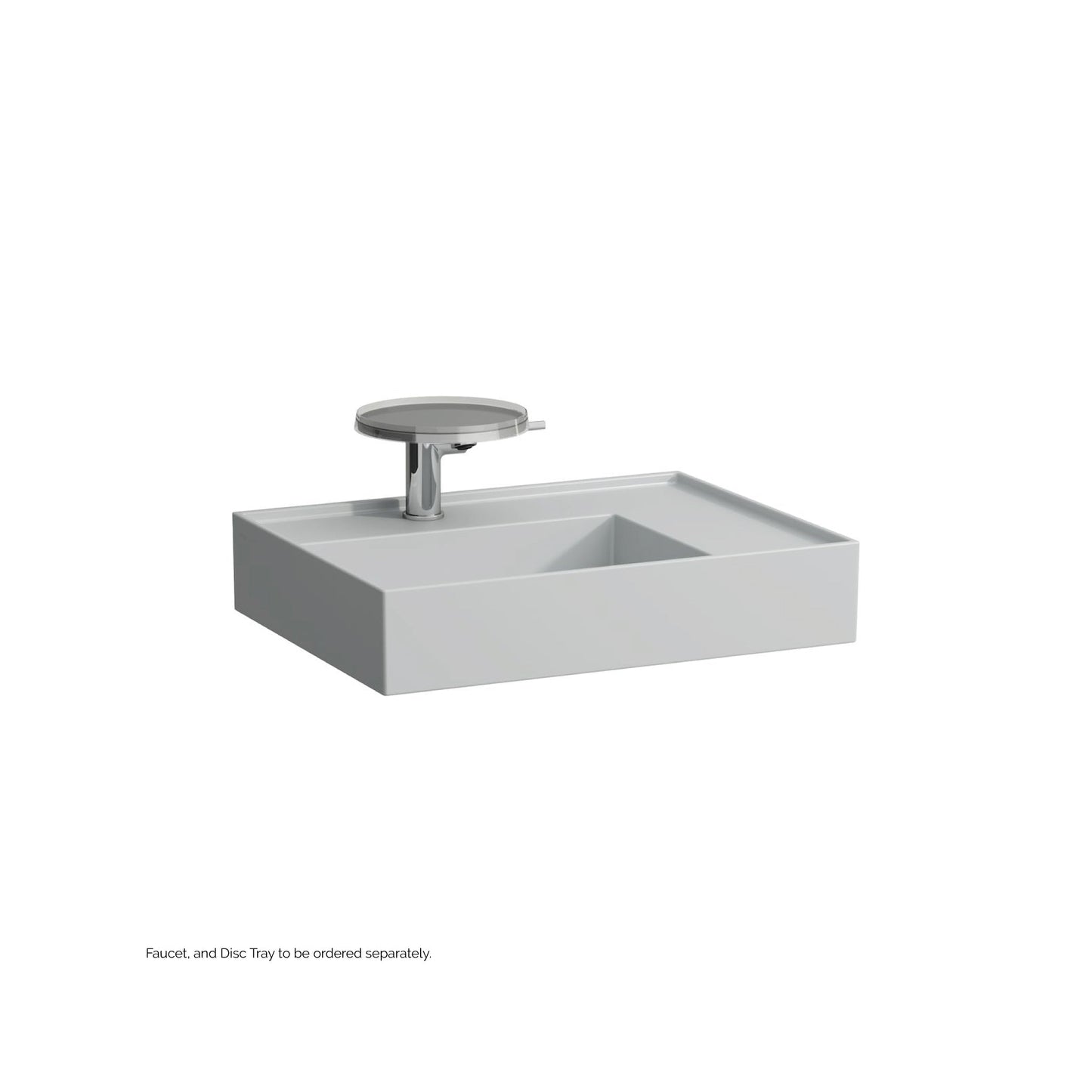 Laufen Kartell 24" x 18" Matte Gray Wall-Mounted Shelf-Right Bathroom Sink With Faucet Hole