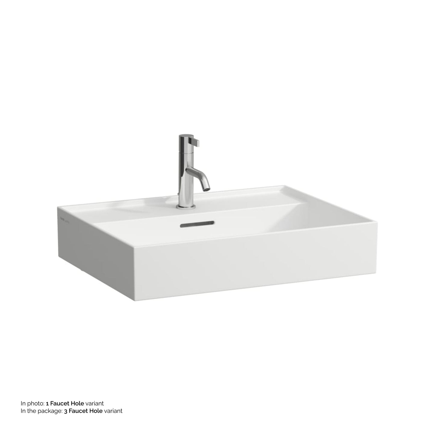 Laufen Kartell 24" x 18" Matte White Countertop Bathroom Sink With 3 Faucet Holes