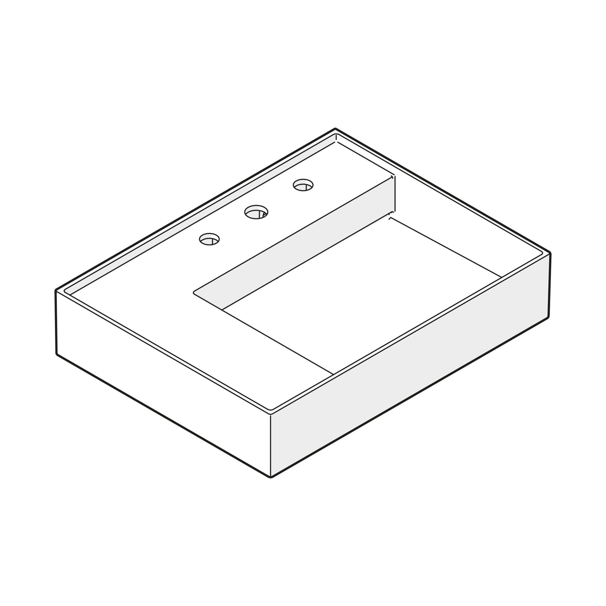 Laufen Kartell 24" x 18" Matte White Countertop Shelf-Left Bathroom Sink With 3 Faucet Holes