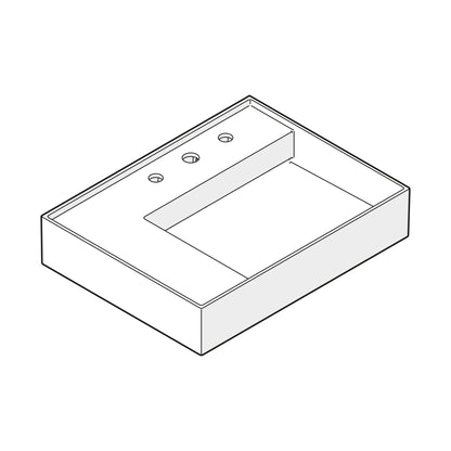 Laufen Kartell 24" x 18" Matte White Countertop Shelf-Left Bathroom Sink With 3 Faucet Holes