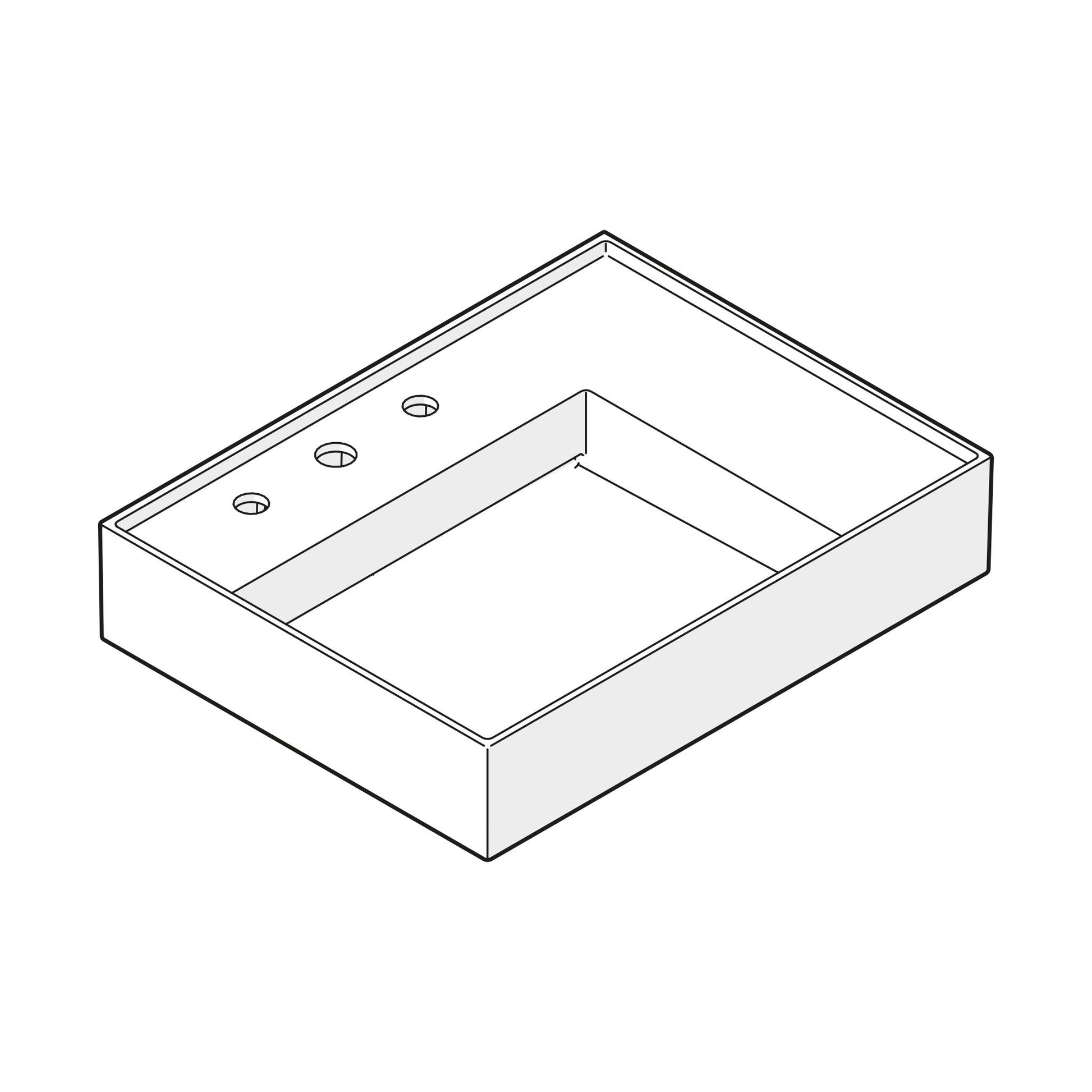 Laufen Kartell 24" x 18" Matte White Countertop Shelf-Right Bathroom Sink With 3 Faucet Holes