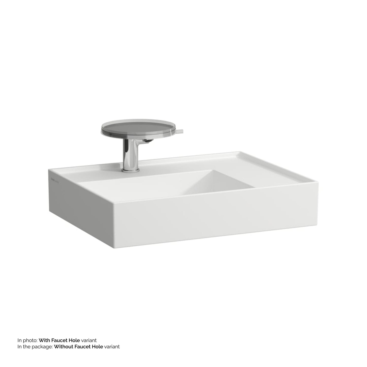 Laufen Kartell 24" x 18" Matte White Countertop Shelf-Right Bathroom Sink Without Faucet Hole
