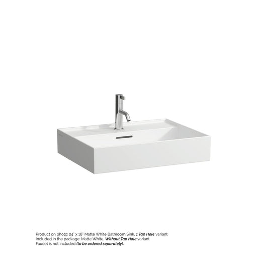 Laufen Kartell 24" x 18" Matte White Wall-Mounted Bathroom Sink Without Faucet Hole