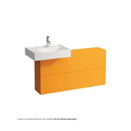 Laufen Kartell 24" x 18" Matte White Wall-Mounted Shelf-Left Bathroom Sink With Faucet Hole