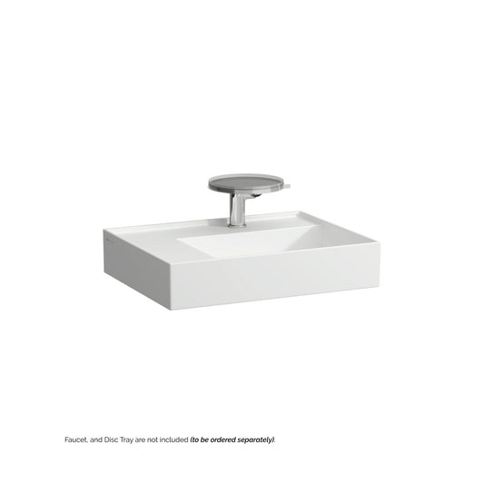 Laufen Kartell 24" x 18" Matte White Wall-Mounted Shelf-Left Bathroom Sink With Faucet Hole