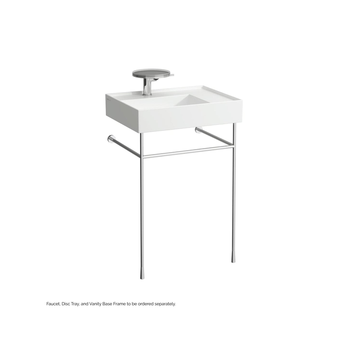 Laufen Kartell 24" x 18" Matte White Wall-Mounted Shelf-Right Bathroom Sink With Faucet Hole