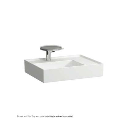 Laufen Kartell 24" x 18" Matte White Wall-Mounted Shelf-Right Bathroom Sink With Faucet Hole